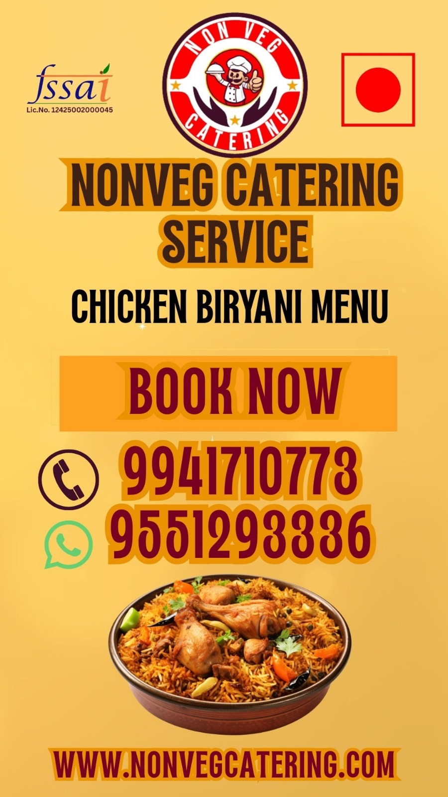 Non Veg Catering chicken biryani menu cover